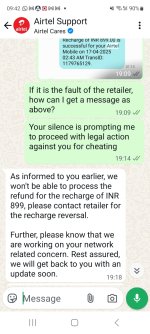 WhatsApp message from Airtel Support.jpeg